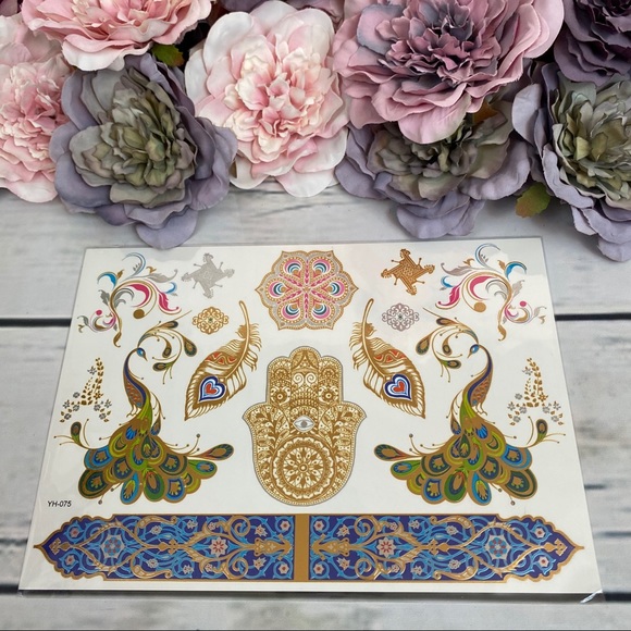 4 Sheets Boho Festival Temporary Metallic Flash Tattoos - Picture 12 of 16